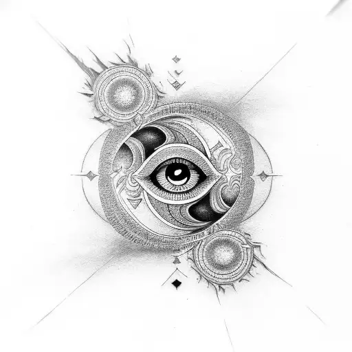 An Evil Eye Incorporated Into A Yinyang Symbol