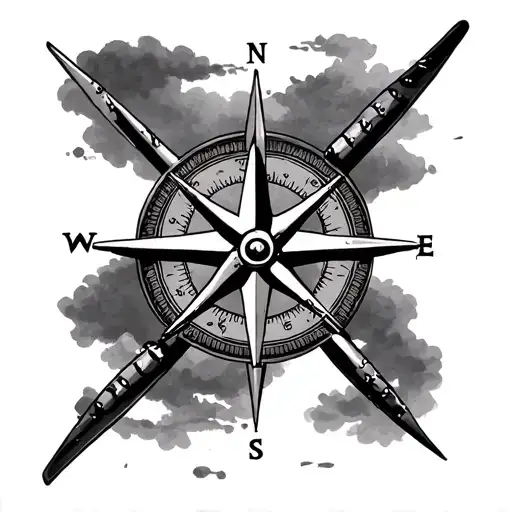 Compass Rose With Airplane As Pointer Finger