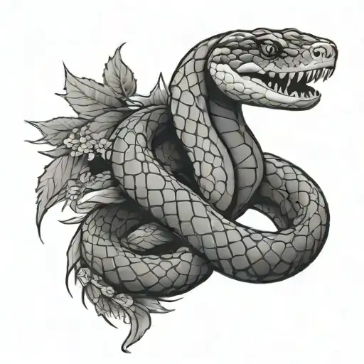 Snake Coiled Around Apple