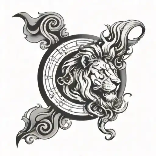 Music Scale On Fire With Lion Roaring