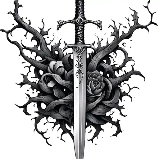 Broken Sword And Vines Wrapping