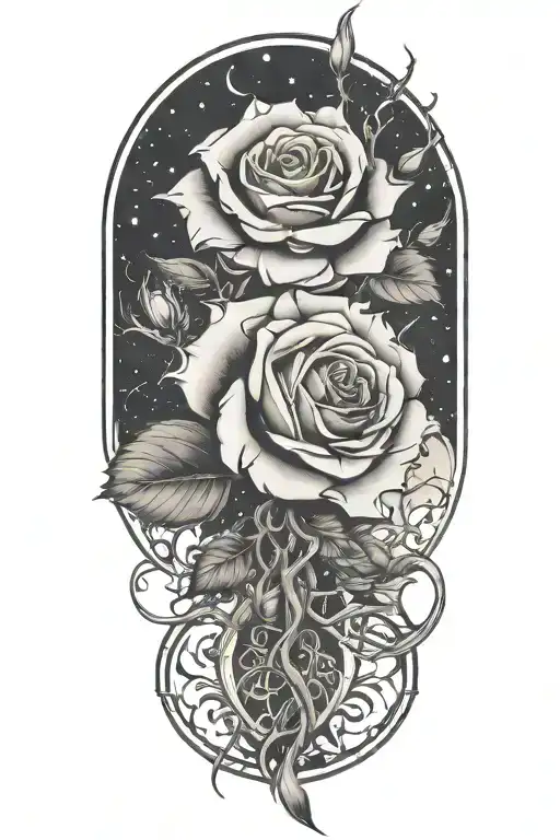 Rose With Spiked Vines And A Space Background