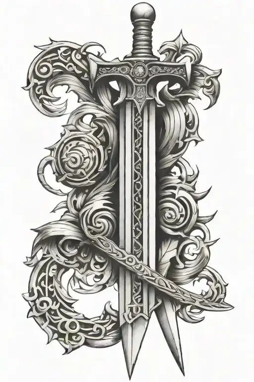 Roman Sword With Roman Numerals Intertwined