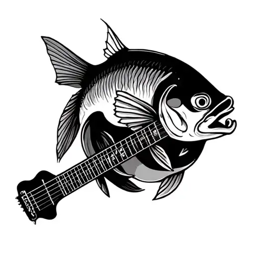 Christ Fish And Guitar Merging Together To Form