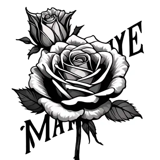 I Want A Rose In The Background Wrapped Around The Name Mathye