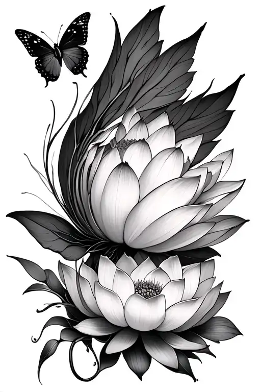 Lotus And Butterfly Wings Fineline