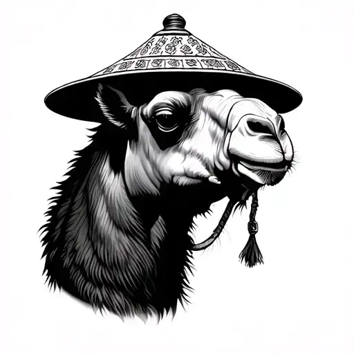 Camel Wearing Chinese Rice Hat