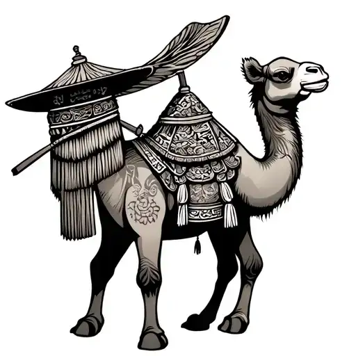 Full Body Camel Wearing Chinese Rice Hat Simple