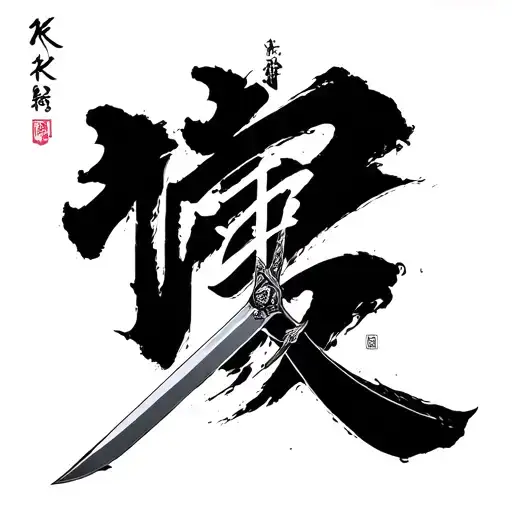 The Word Kaizen From Top To Bottom With A Sword