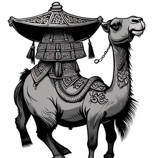 Cartoon Style Camel With Simple Lines Wearing A Chinese Hat
