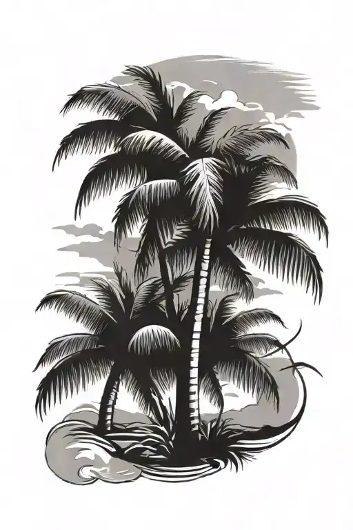 Black And White Traditional Palm Tree Forearm