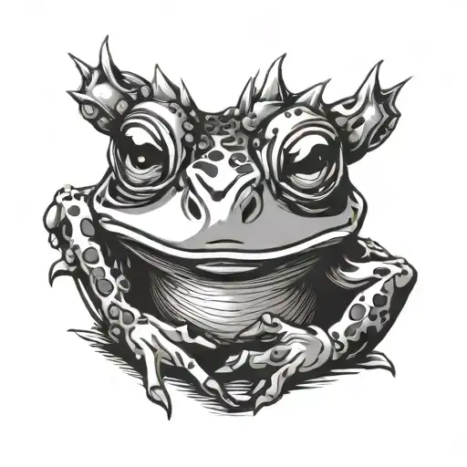 Goth Frog Wearing Spiked Collar