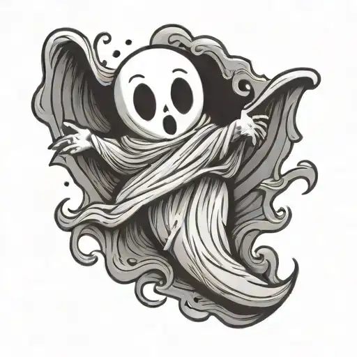 Cute Cartoon Ghost Flying