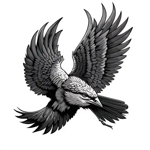 Spread Wings On Knee Mayan Bird Flying