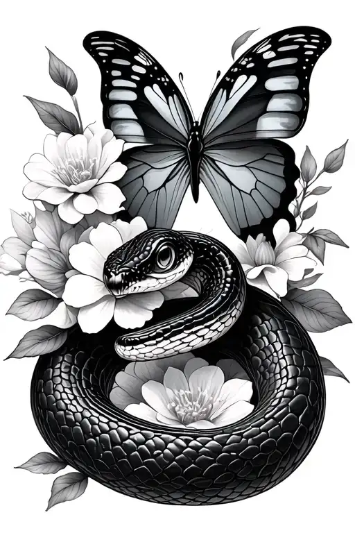 Snake Floral Butterfly Resting