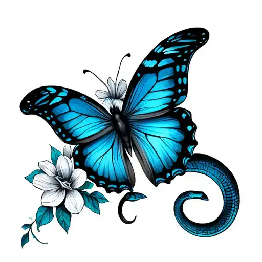 Blue Tiger Butterfly Flowers Snake