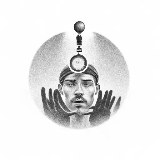 Man Holding Globe Light Facial Features