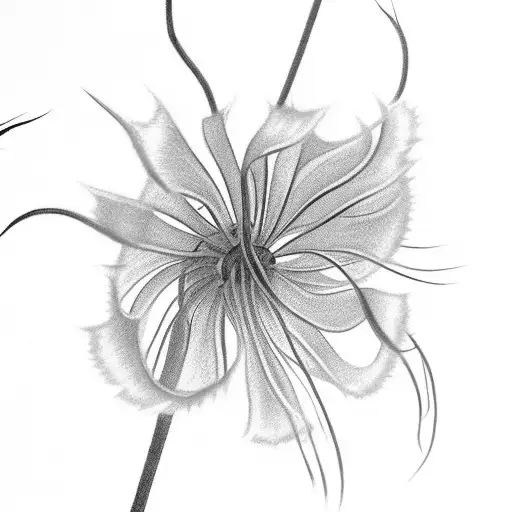 Red Spider Lily With Lines Around It