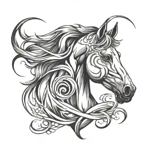 Horse Bust Vertical Infinity Symbol Whispy