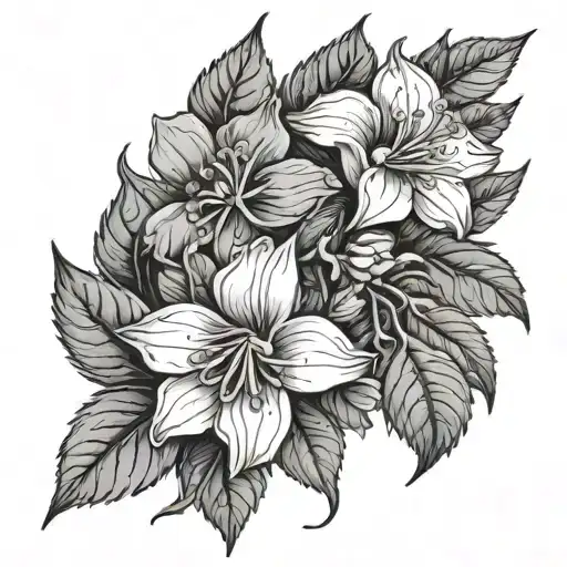 A Botanical Illustration Of A Native Wildflower Of Iowa Intertwined With Vines And Leaves