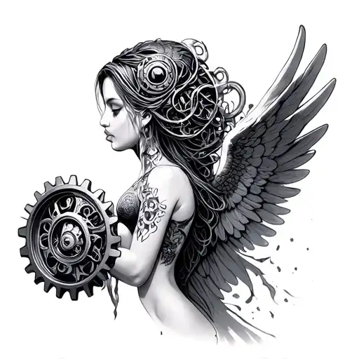 Giger Cog Wheels Connected Female Angel