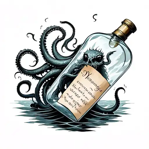 Kraken Emerging And A Message In A Bottle
