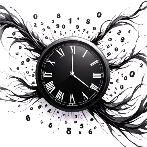 Modern Clock Scattered With Numbers Flowing Outside