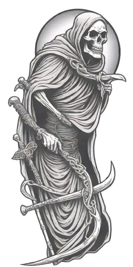 Grim Reaper Holding A Scythe