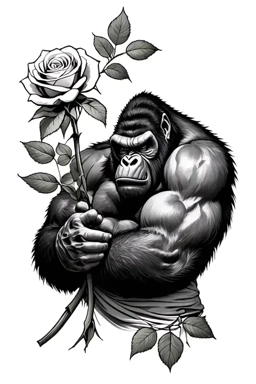 Angry Kingkong Holding Rose Wrapped