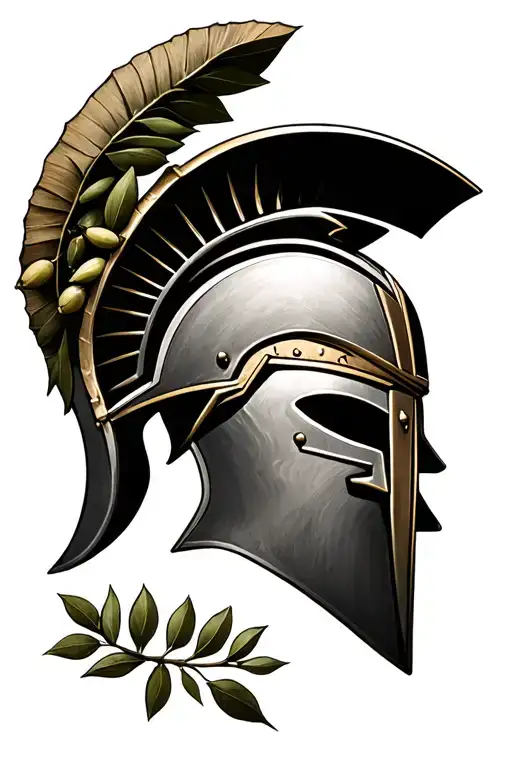 Spartan Helmet And Olive Branch