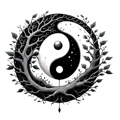Small Yin Yang With Tree Of Life