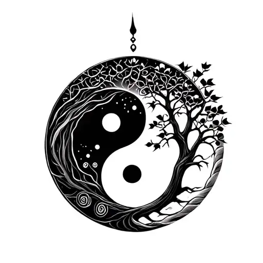 Small Yin Yang With Tree Of Life
