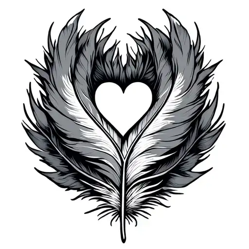 Feather And Heart Surrounded