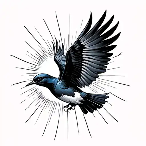 Swallow Bird Flying Towards The Sun