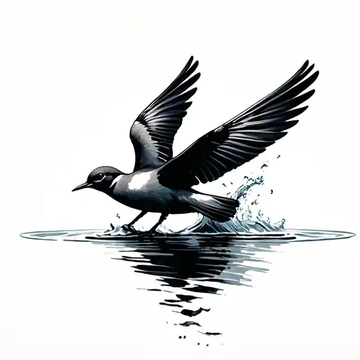 Swallow Birds Flying Out Of The Water