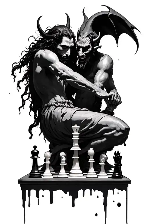 God And Devil Playing Chess