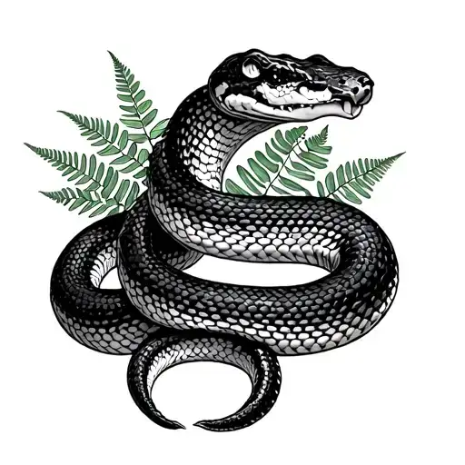 Snake From Elbow To Wrist And I Want Ferns There As Tattoos On My Left Hand