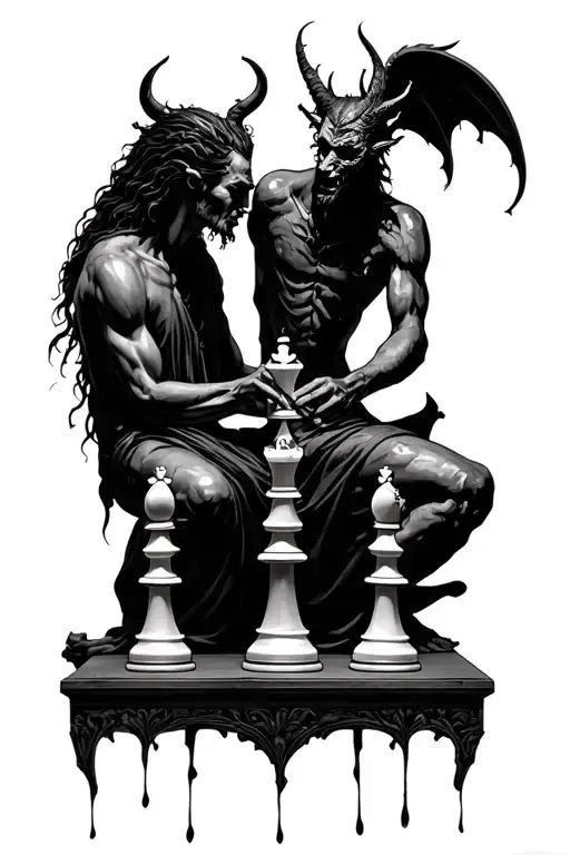 God And Devil Playing Chess