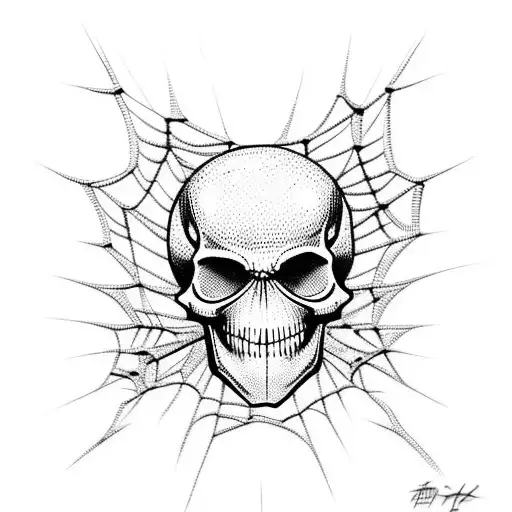 Spider With Skull And Web