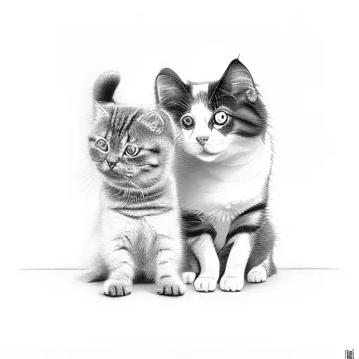 A Minimalist Design Of A Dog And A Cat Cuddling