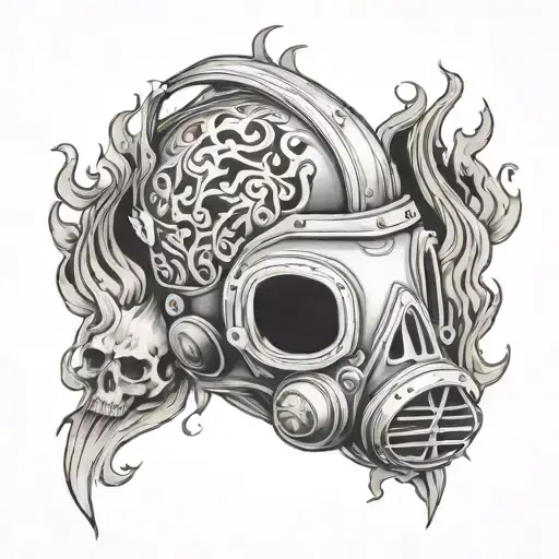 Respirator With Skull And Flame Wings