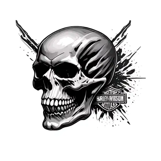 Harley Davidson Logo Faded Into Skull