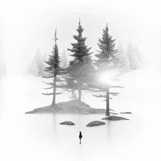 Father And Son Silhouette Hiking In Nordic Scenery