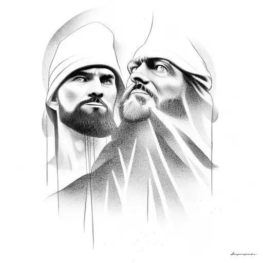 Father And Son Looking Up At Nordic Mountain