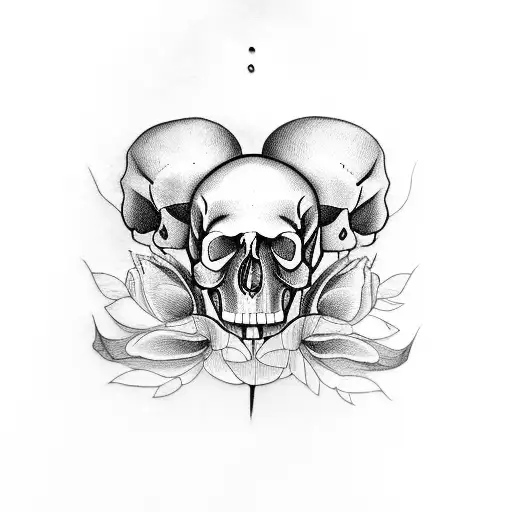 Peonies Obscuring A Skull