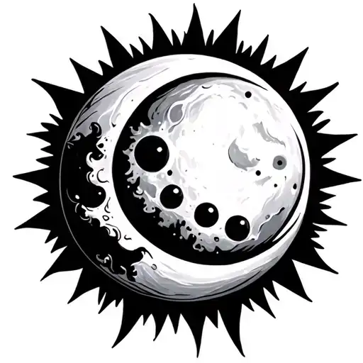 Moon And Sun Simple Outline