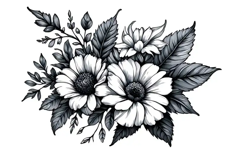 May October And December Birth Flower Tattoo Fine Line