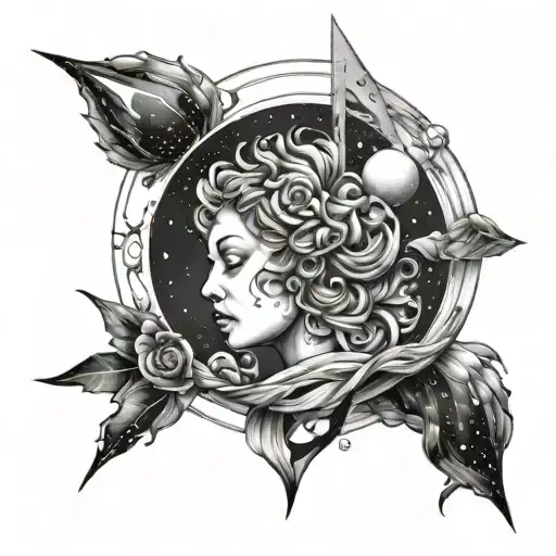 A Cosmic Representation Of Motherhood With Elements Of Space In A Black-grey Style