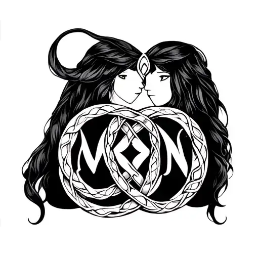 Father Daughter Celtic Knot With Initials M & N