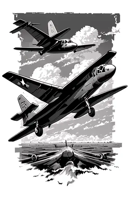 Aircraft On Landing Line Art